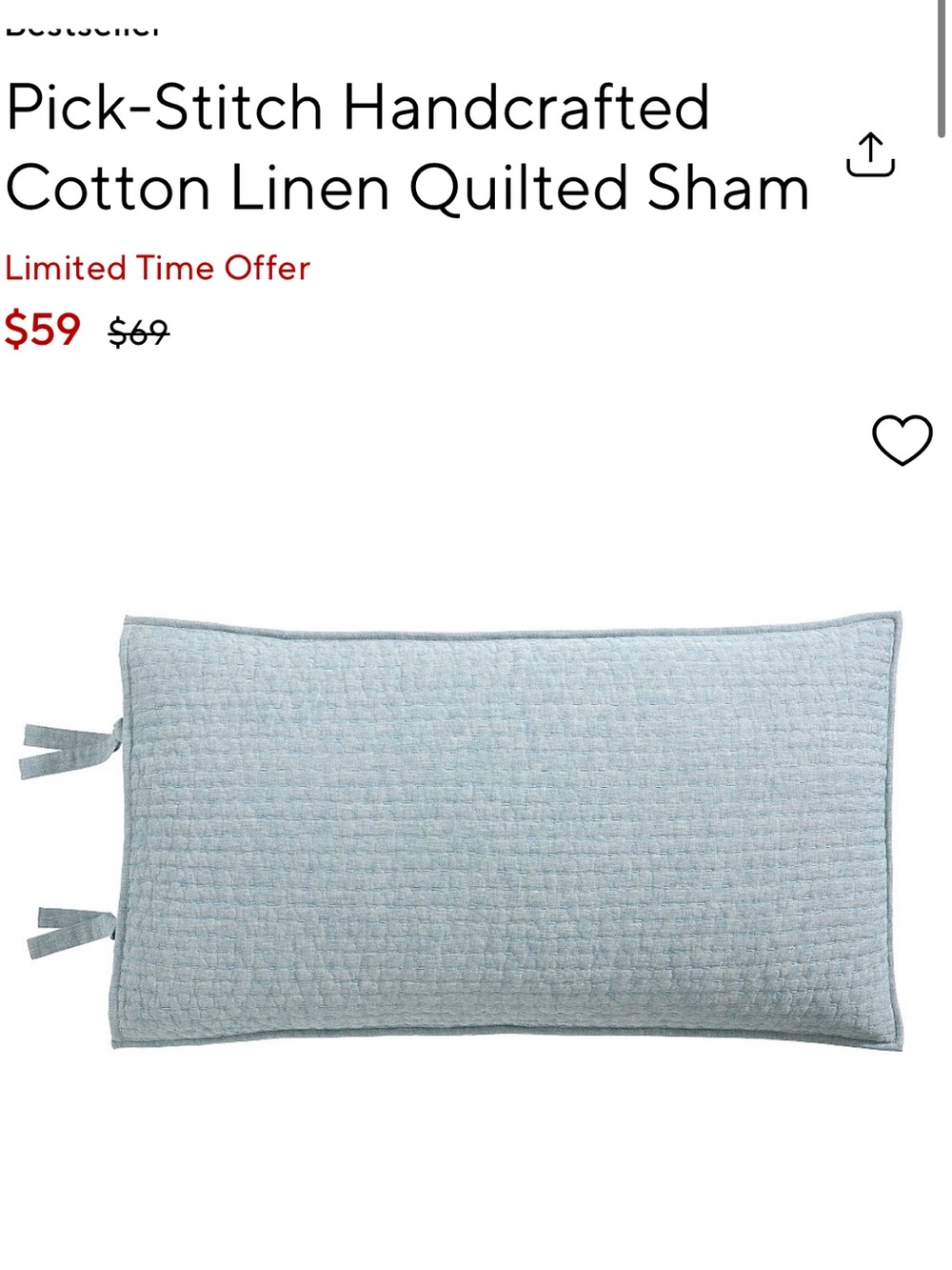 Pair of Pottery Barn Pick Stitch Cotton Linen Shams- King- Chambray - Picture 2 of 10